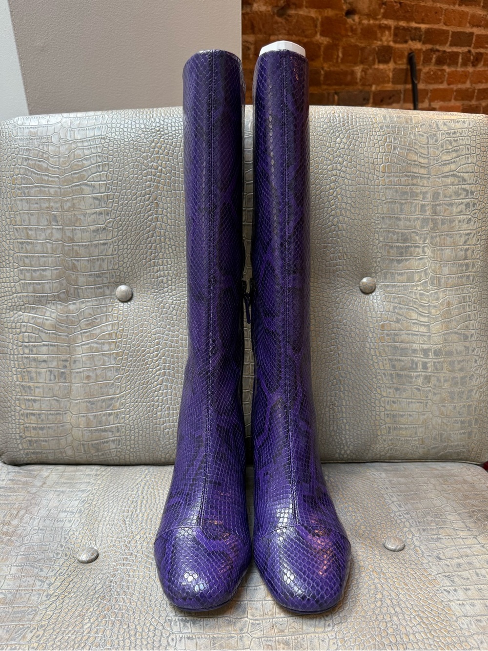Larroude Edie Python Embossed Boot - Picture 3 of 9